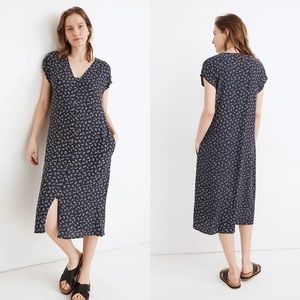 Madewell Navy Floral Midi Dress